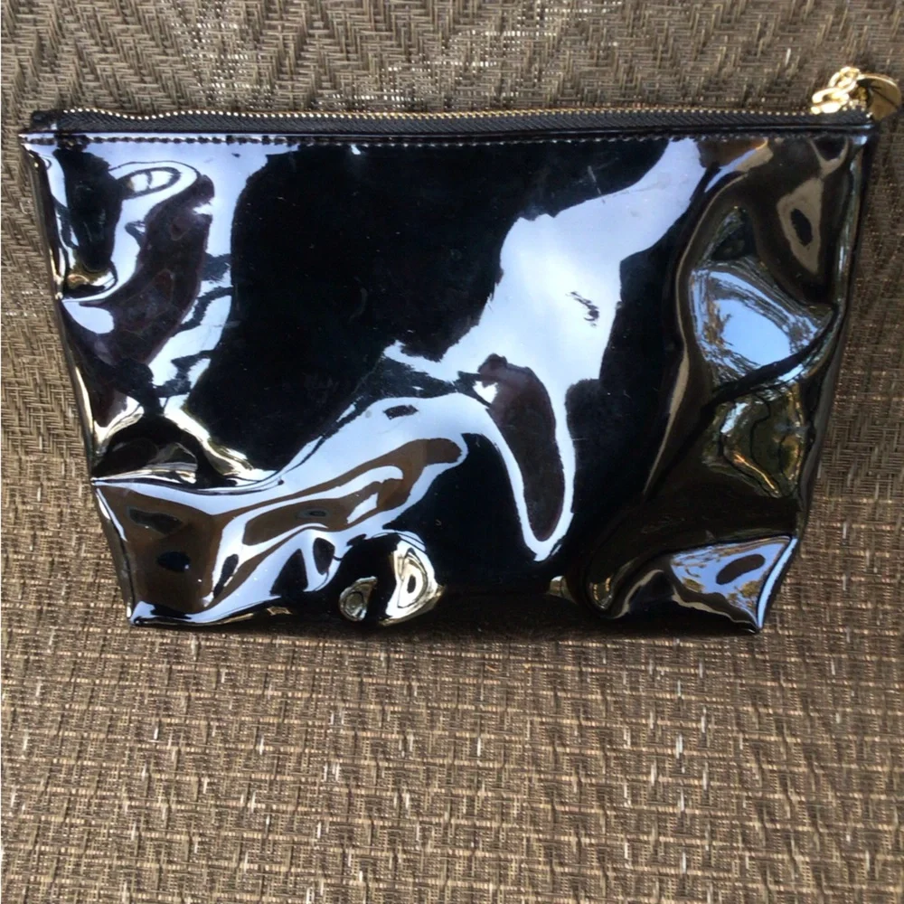 Yves Saint Laurent Beaute Black Vinyl Cosmetics Pouch Bag